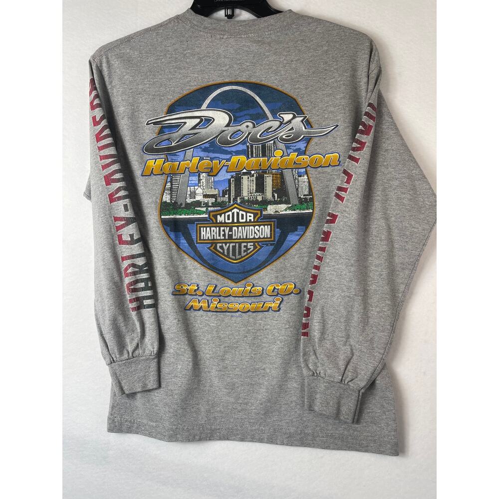 VTG Y2k 2000s Harley Davidson Biker Eagle Gray Carolina L/S Tee T-Shirt Med